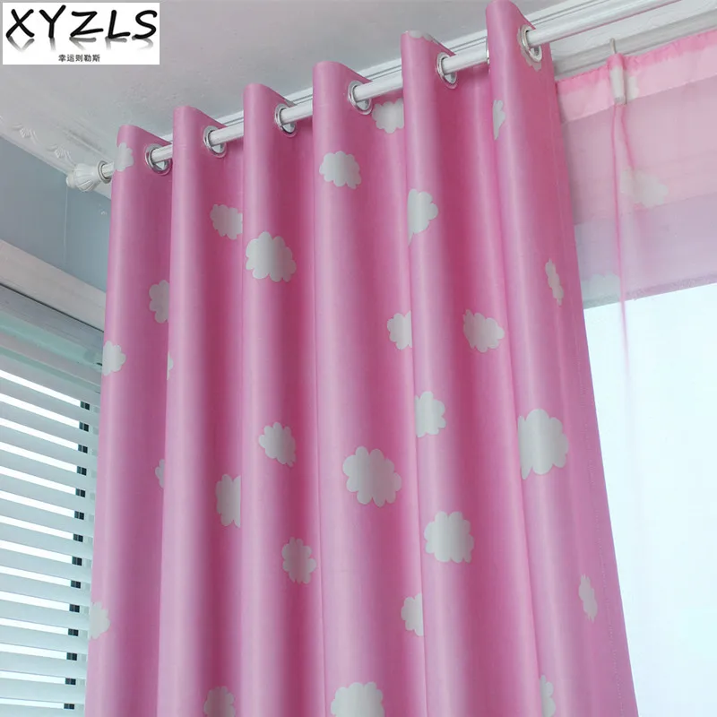 XYZLS милые розовые тюлевые занавески с облаками светонепроницаемые для гостиной