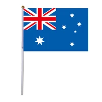 free shipping xvggdg 100pcs 14 21cm australia hand wave flags with plastic pole