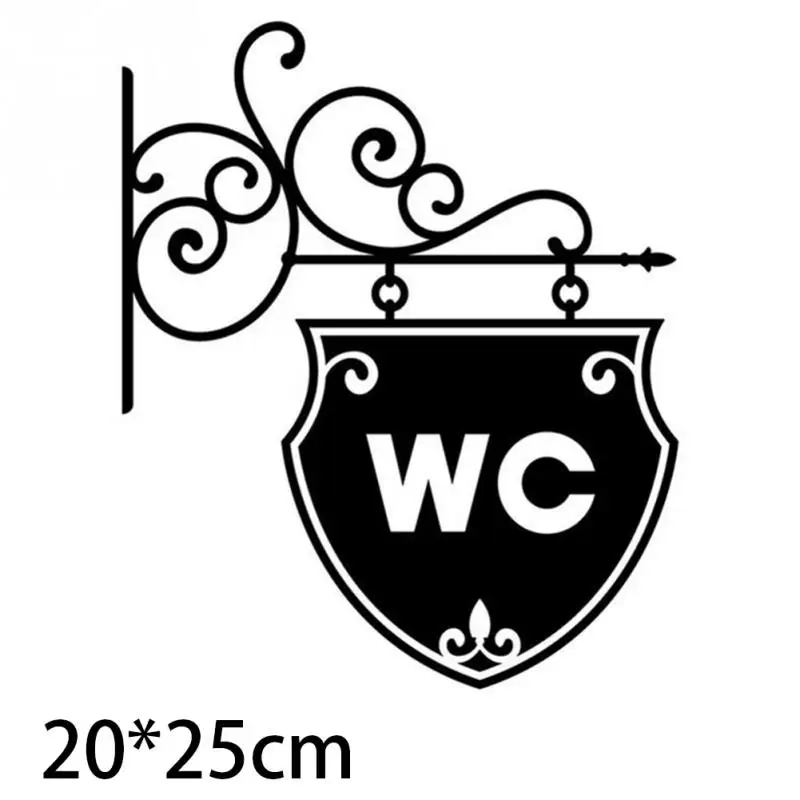 Многоразовые наклейки на дверь для офиса, дома, ванной комнаты, символ WC, ПВХ, самоклеющиеся, съемные, легко наносятся, для туалета, водонепроницаемые, декоративные#2
