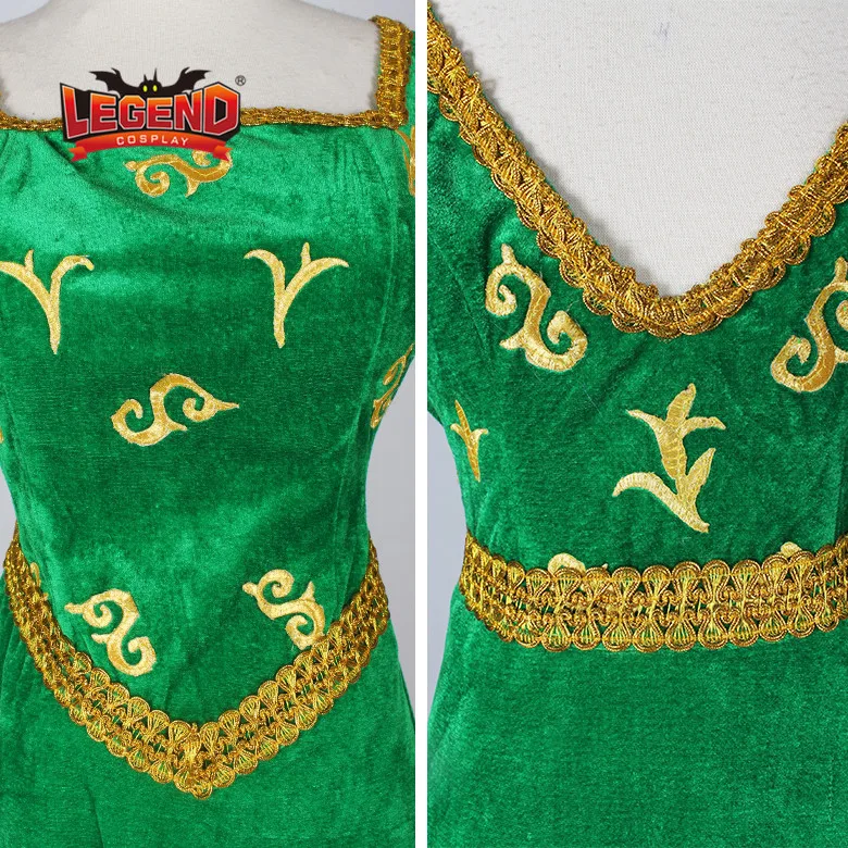 Shrek Princess Fiona зеленое платье Косплей Костюм женский наряд платье для взрослых принцесс