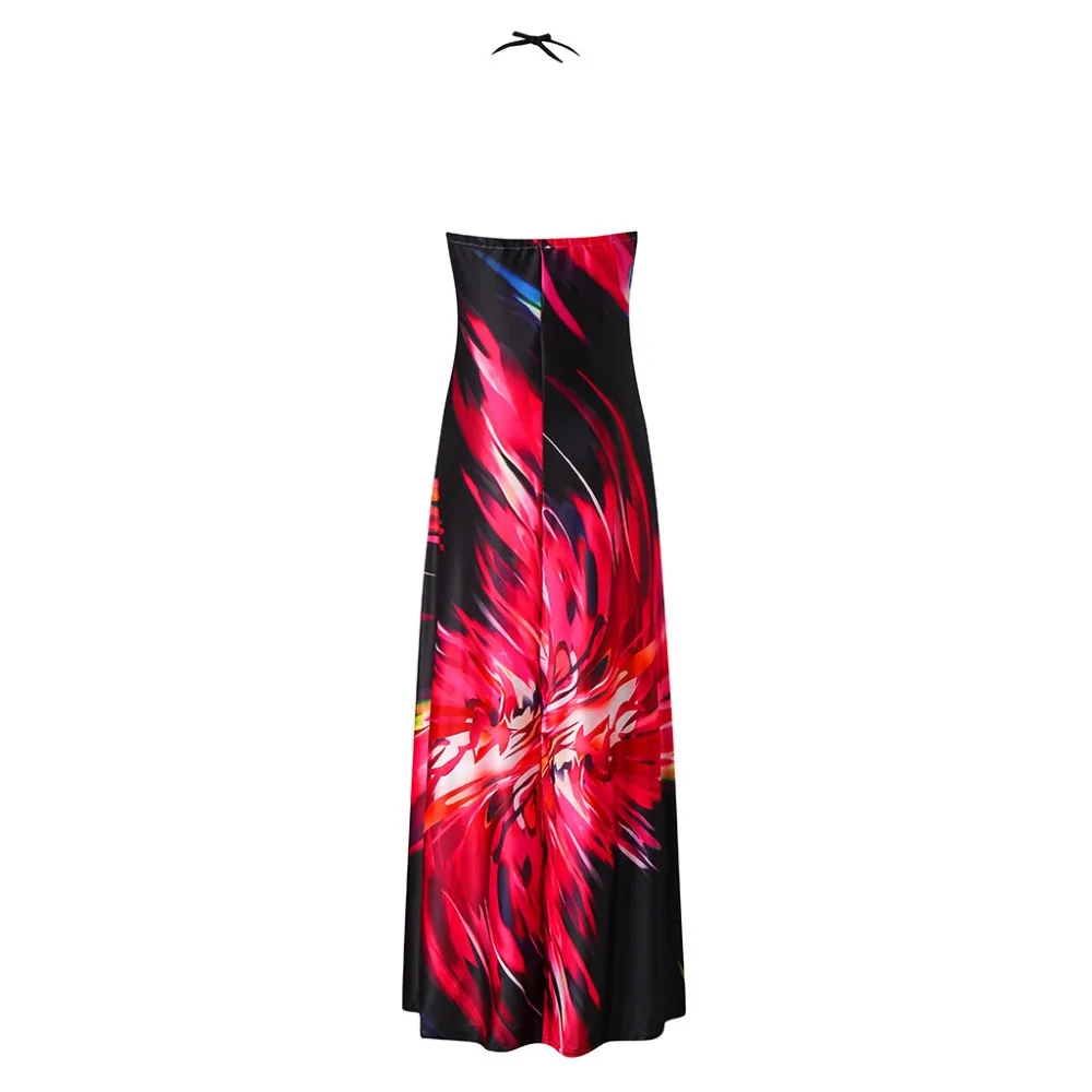 Женская Мода Спагетти ремень Красочные из набивной ткани, с Повседневное Maxi Dress Vestidos de fiesta de noche, ropa mujer