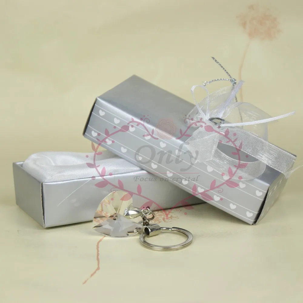 

12 шт./лот, милое кольцо для ключей с блестящим кристаллом и сердечком в подарочной коробке, для крещения, крещения, дня рождения