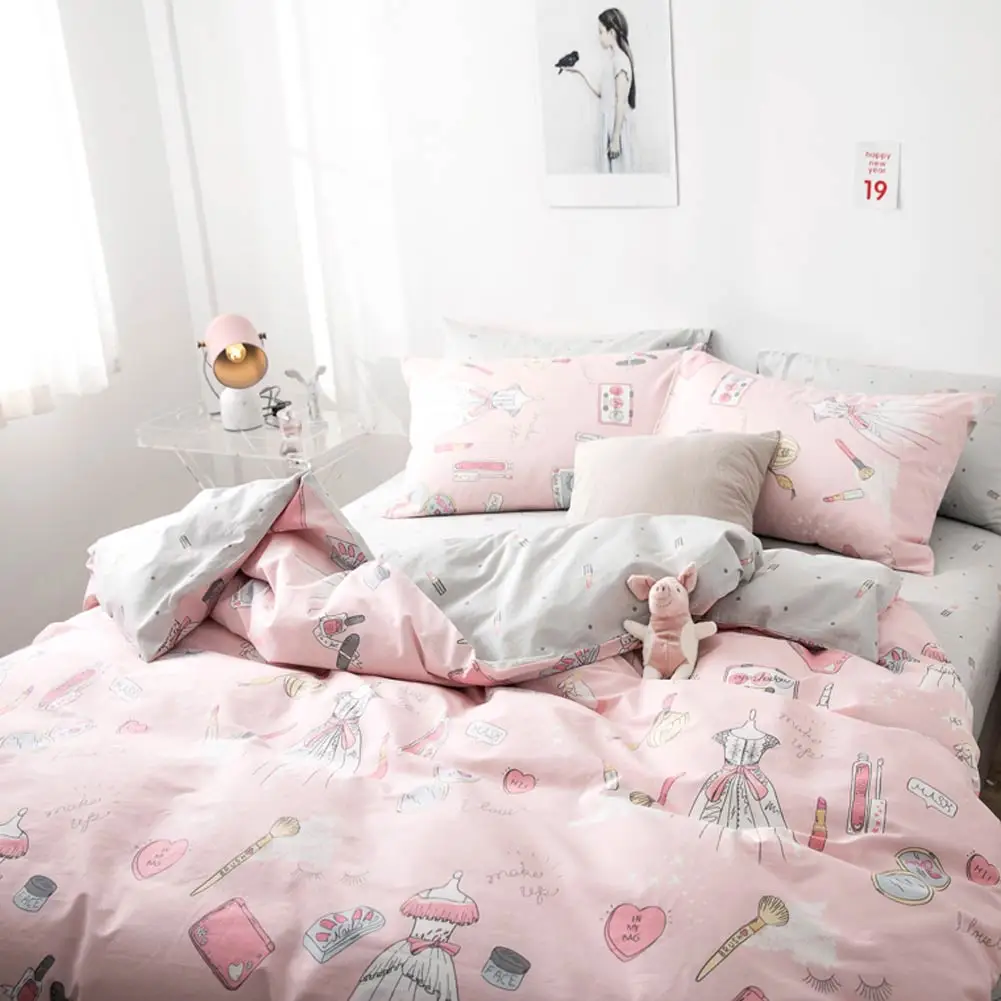 Papa& Mima красивое платье с рисунком из мультфильма Стиль Хлопок Королева двойной размер постельных принадлежностей пододеяльник плоский лист наволочки