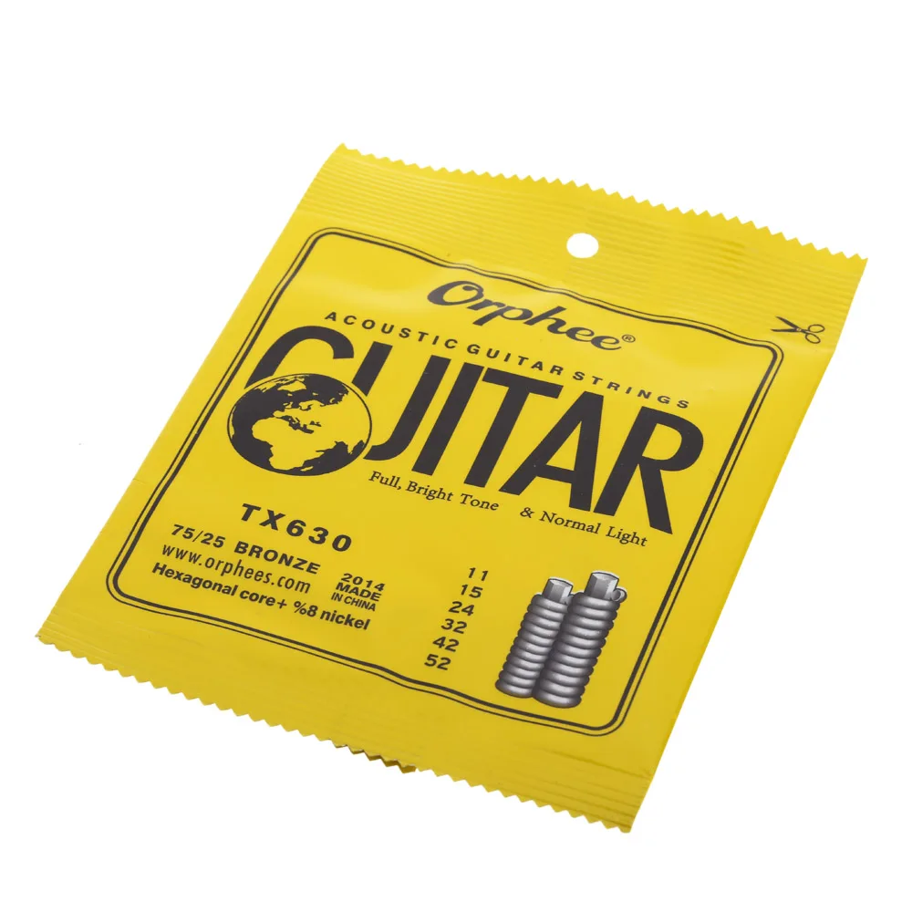 Струны Orphee TX630 для акустической гитары (.011-.052) 75/25 Фосфорная бронза 6 шт. струн