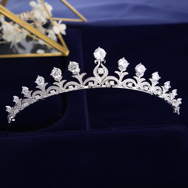 

Bavoen Elegant Sparkling Zircon Brides Tiaras Headpieces Plated Crystal Bridal Crowns Headbands Wedding Dress Hair Accessories
