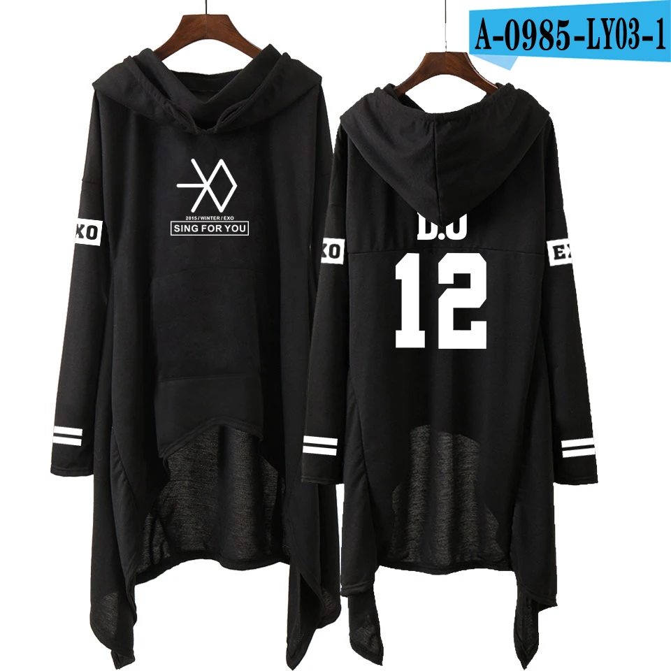 A0985 Kpop EXO Новая мода корейский EXO DO LAY SE HUN KAI SING FOR YOU EXO толстовки длинная юбка женские толстовки Harajuku Пуловеры для девочек - Цвет: A0985