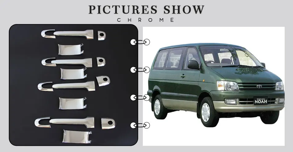 Крышка дверных ручек для Toyota Noah 1996-2002 аксессуары ABS хромированные ручки крышки для Toyota Noah 1996-2002 Ycsunz