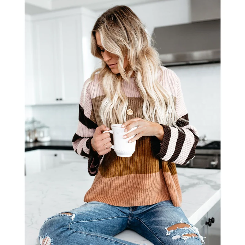 Pullover sweater for women O-neck Long Sleeve knitted lady Wool Sweater Winter Woman Knitting Pullovers | Женская одежда