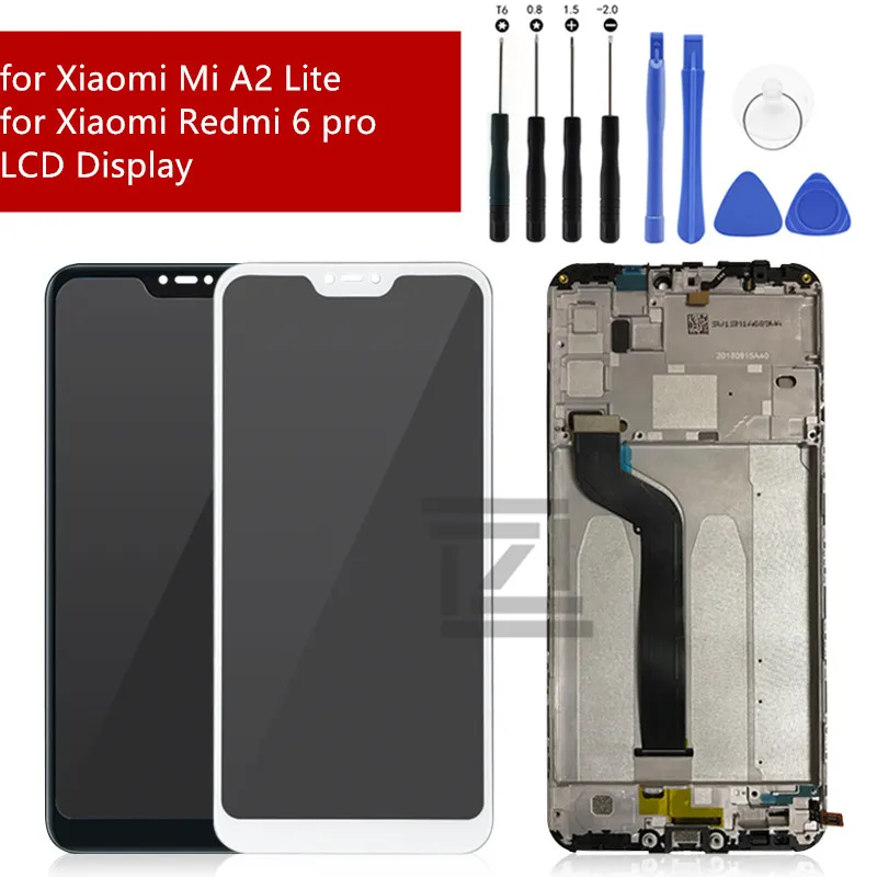 ЖК дисплей с рамкой для Xiaomi Redmi 6 Pro/ Mi A2 Lite сенсорный экран дигитайзером lite сменный