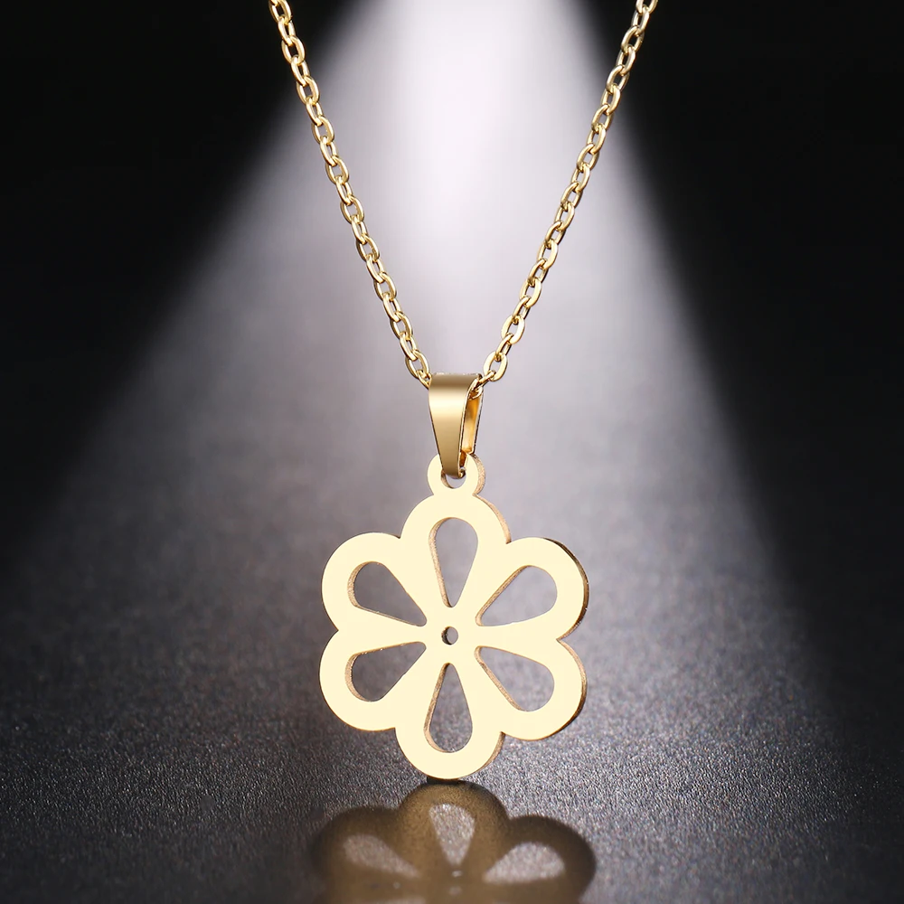 DOTIFI ожерелье из нержавеющей стали для женщин мужчин влюбленных полые 6 лепестков