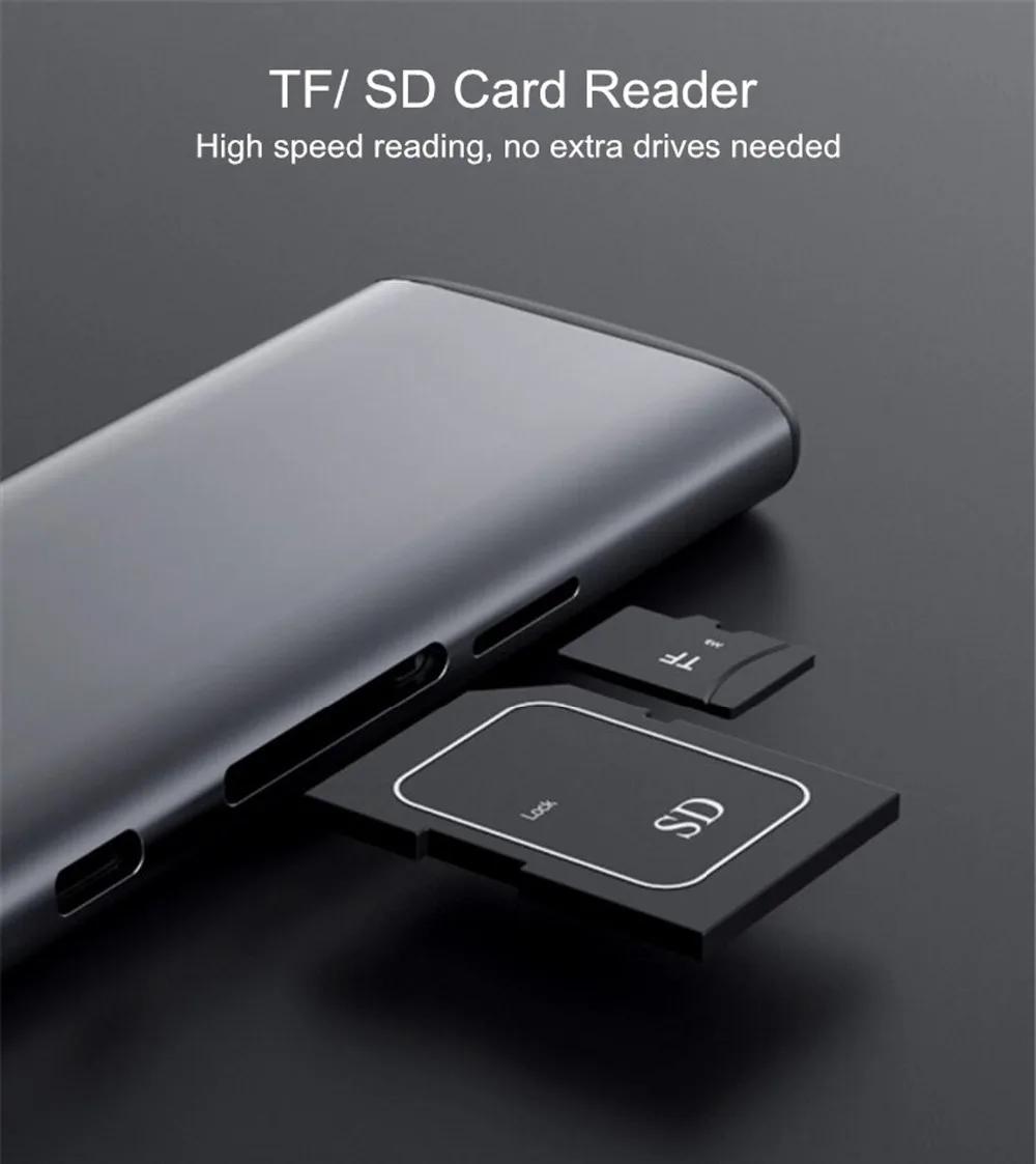 Xiaomi mijia hagios 6 в 1 type-c к HDMI USB 3,0 устройство для чтения карт SD TF PD зарядный адаптер концентратор для iPhone мобильного телефона ПК