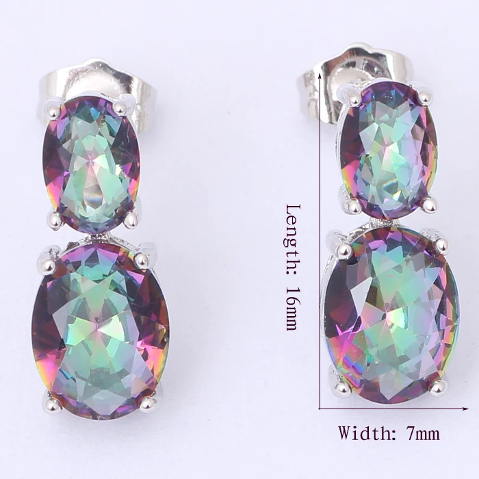 Удивительно! Радуга Циркон штампованные серебряные редкий дизайн дождь