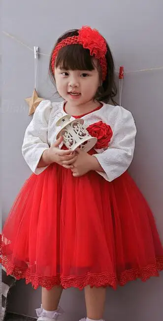 Dress Coat Headband Костюм из 3 предметов платье для крещения для новорожденных девочек пышные кружевные тюлевые платья для свадьбы, дня рождения, вечерние комплекты принцессы - Цвет: Dress Coat Headband