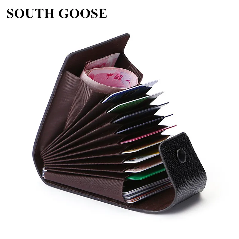 

SOUTH GOOSE Brand Hasp Card Case PU Leather Organizer Business Credit Card Holder Women Smart Travel Card Bag Men Card Wallets