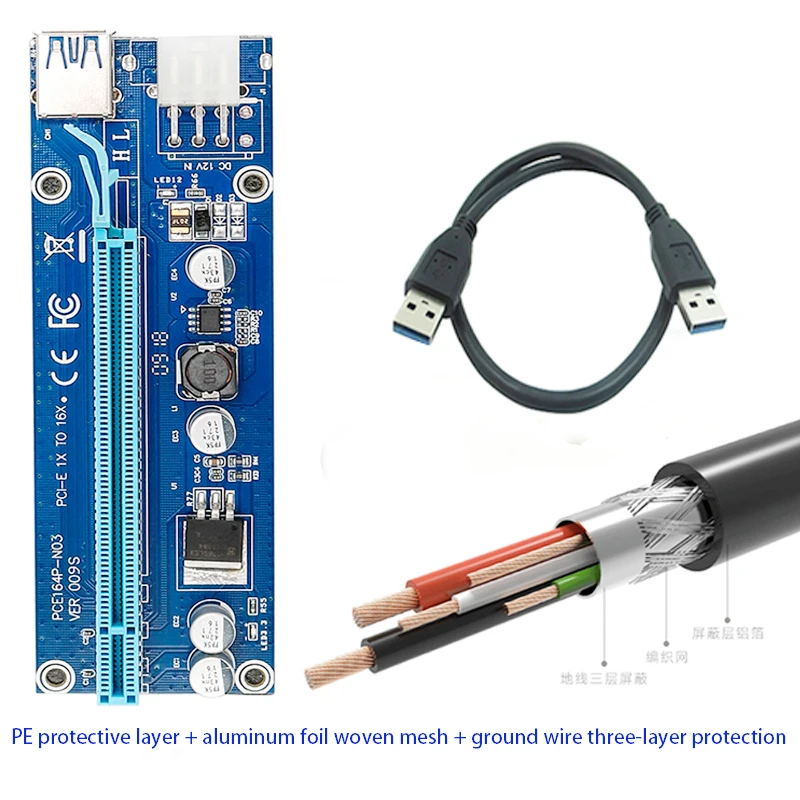 PCIE 16X 1X адаптер USB3.0 переходная карта удлинитель с SATA 15pin папа до 6pin разъем питания