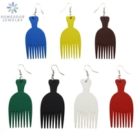 somesoor 7 african colors comb wood drop earrings afrocentric ethnic vintage handmade dangle jewelry for girls women gift 6pairs