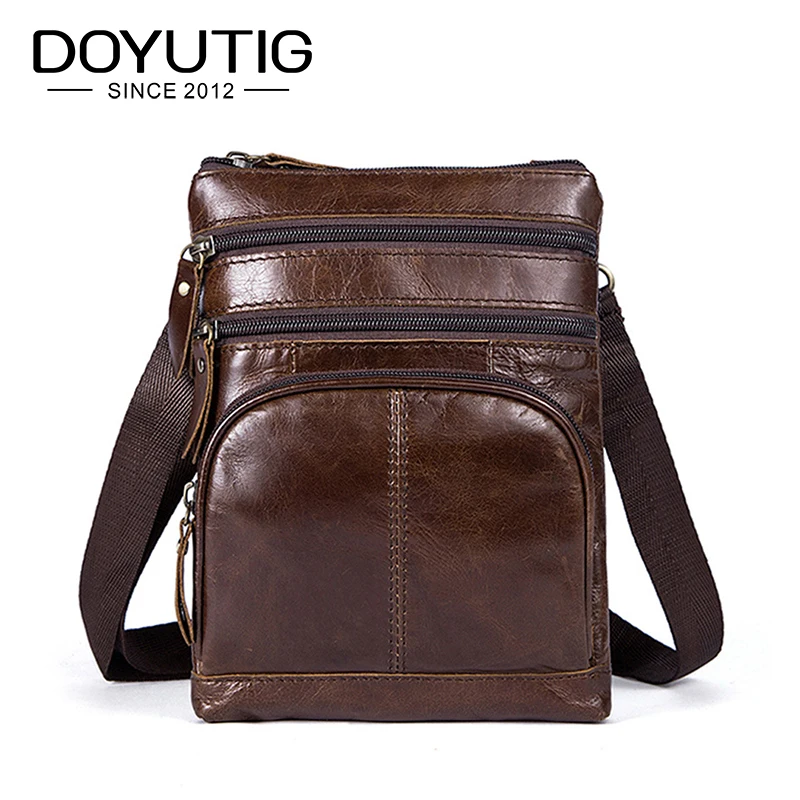 

DOYUTIG Genuine Leather Casual Men Bag Vertical Business Real Cow Leather Shoulder Bag Fashion Male Crossbody Messenger Bag G113