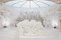 white wedding props stage background decoration flower white artificial ginkgo biloba leaves