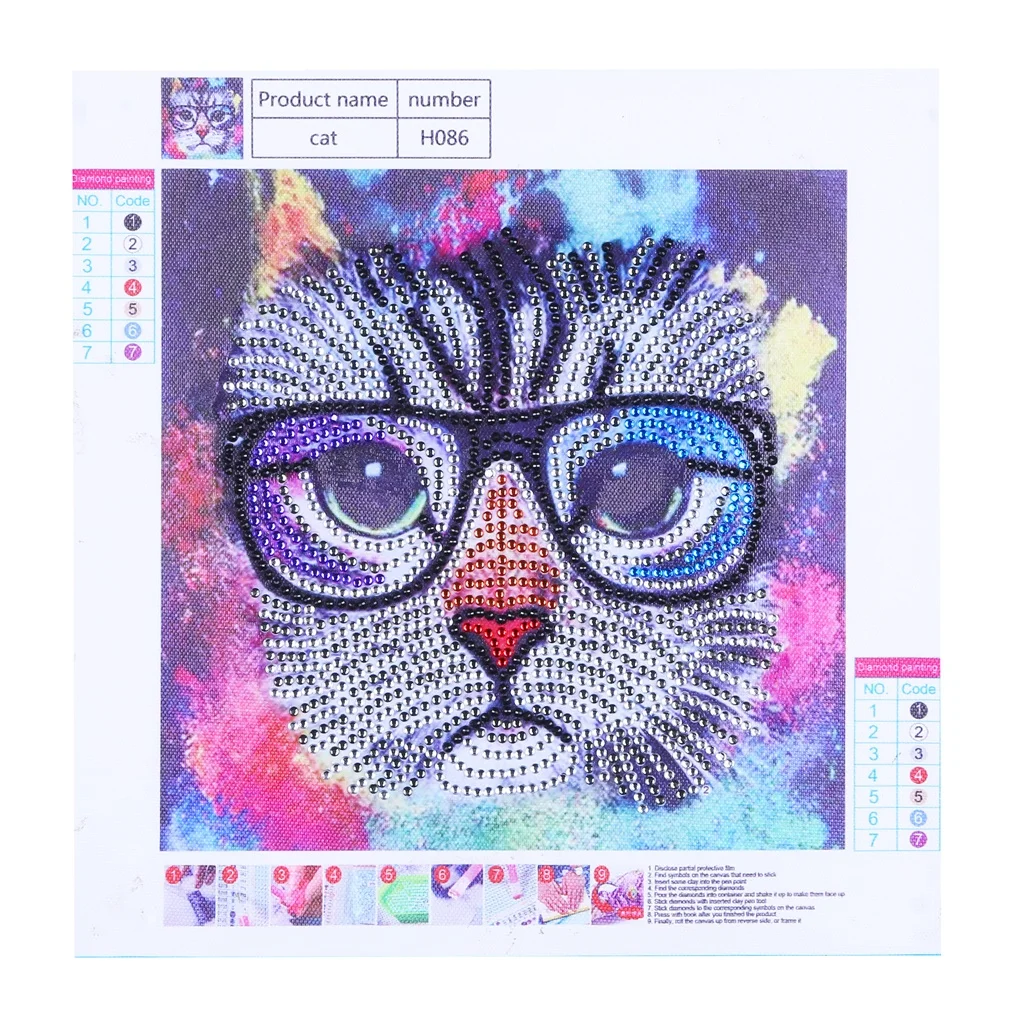 Cartoon 5D DIY Diamond Painting Cross Stitch Special Shaped Drill Rhinestone Animals Cat Head Embroidery Gifts Handcraft |