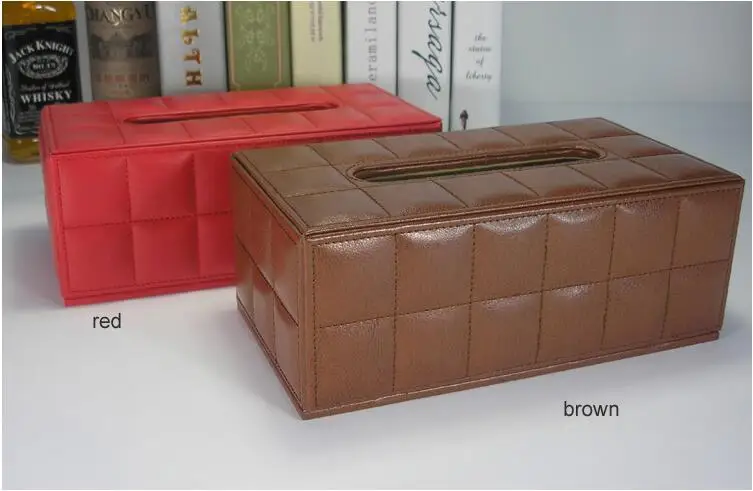 

fashion brown/red rectangle wooden leather tissue box napkin holder tissue box holder for home decoration PZJH001