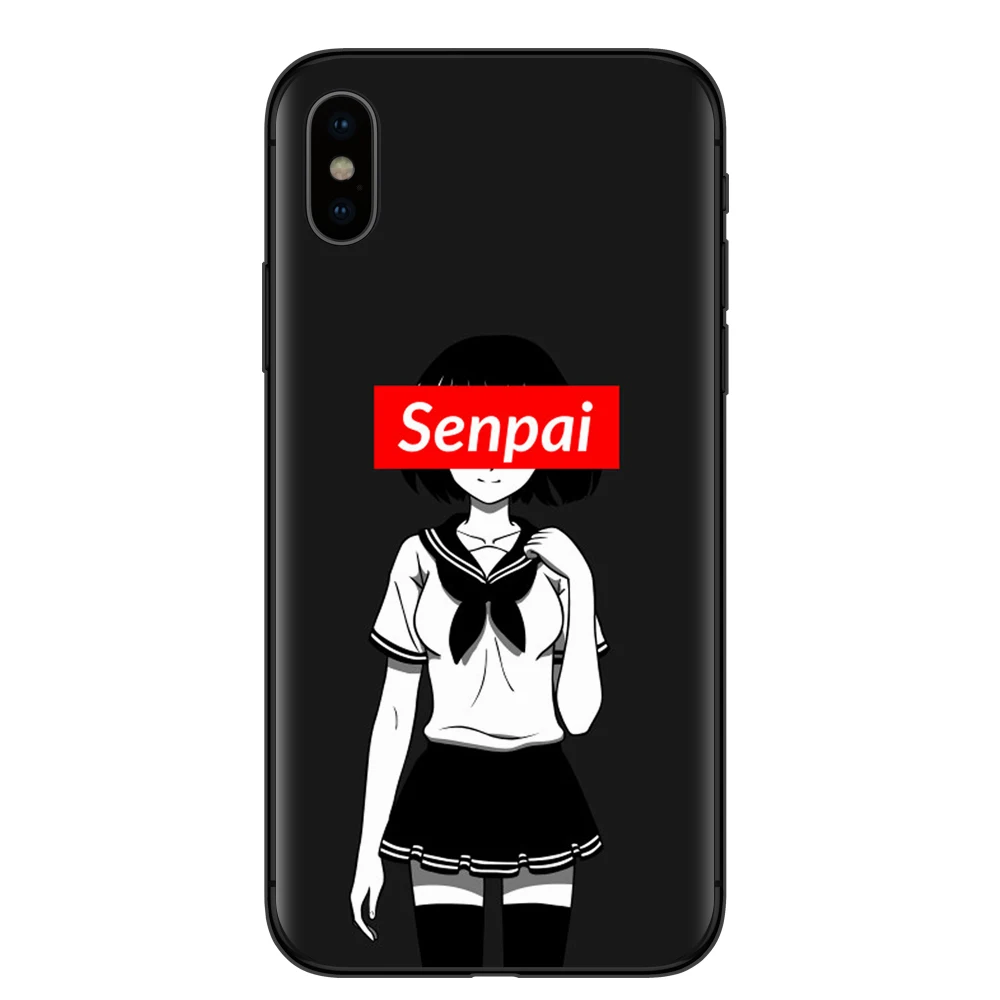 Чехол для телефона RUIXKJ Sugoi Senpai Anime waifu iPhone XS Max XR X 8 7 6 6S Plus 5S SE мягкий черный
