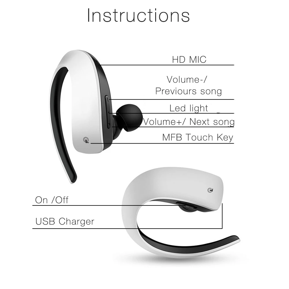 Миниатюрные Bluetooth наушники Q2 V4.1 беспроводная гарнитура с шумоподавлением HD