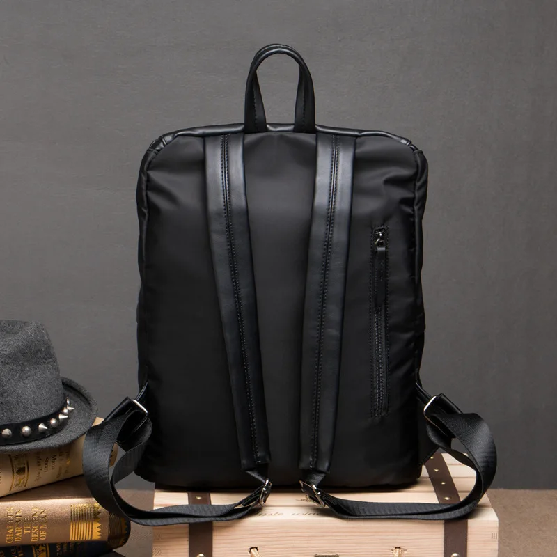 Черный кожаный рюкзак школьный для подростка однотонные кожаные Рюкзаки мужчин