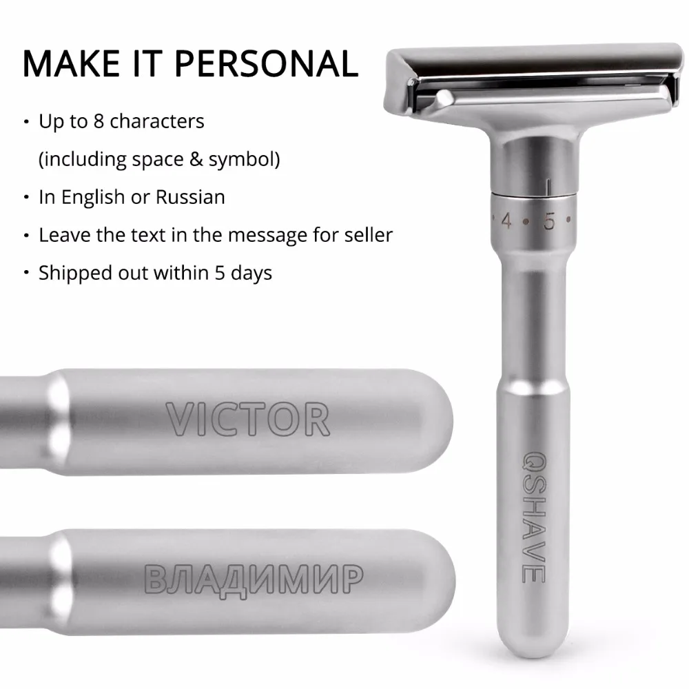 QSHAVE, регулируемая Безопасная бритва с двойным краем, Классическая мужская бритва, мягкая и агрессивная, 1-6 пилок для удаления волос, бритва с 5 лезвиями
