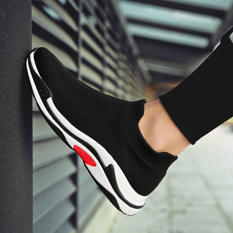 2018 новый стиль легкие слипоны мужские носки дышащая прогулочная обувь Flyknit для