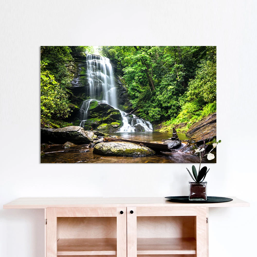 HDARTISAN Холст Искусство водопад ЛЕС ДЕРЕВЬЯ камни пейзаж фото Настенная картина