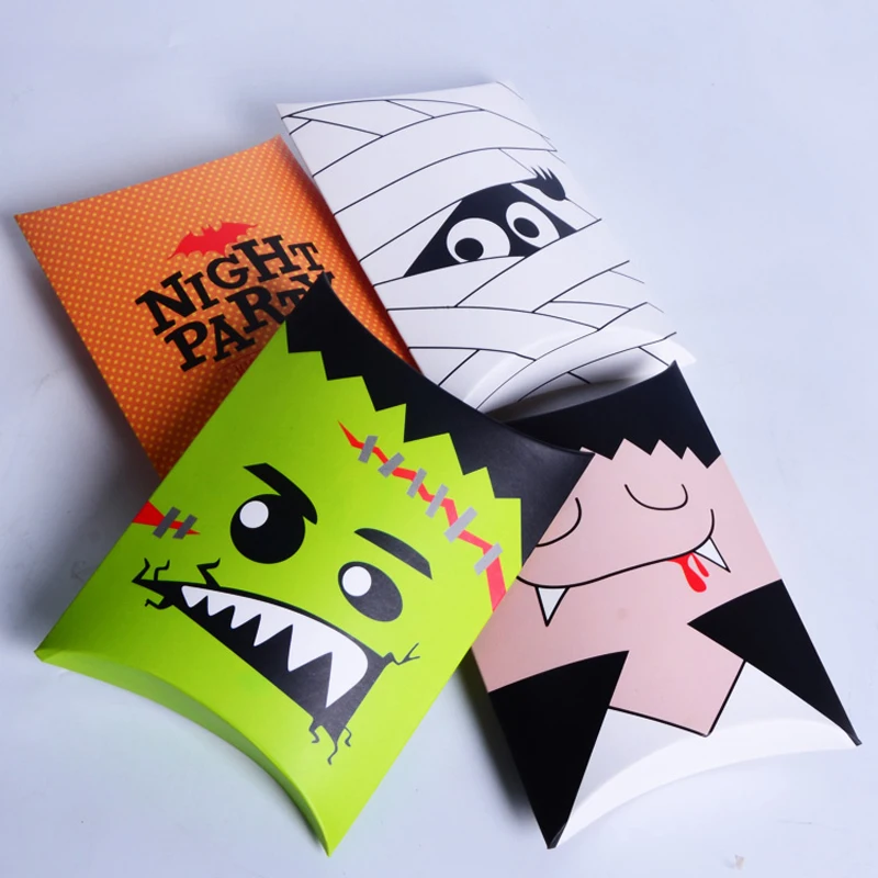 50Pcs Halloween Night Party Decoration Cartoon Mummy Green Monster Vampire Pillow Shape Paper Candy Box Show Kids Birthday | Дом и сад