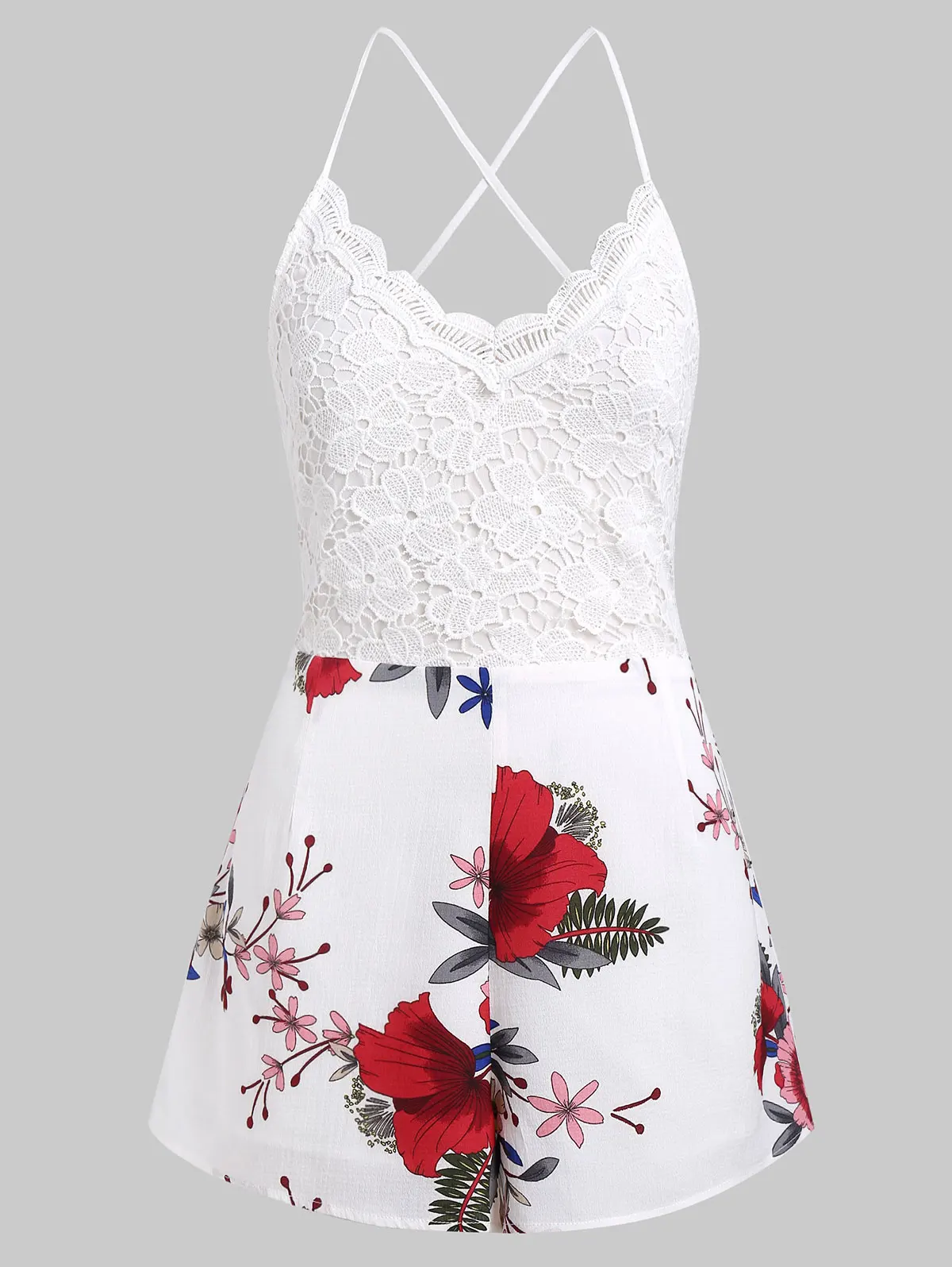 ROSEGAL Женский Повседневный комбинезон с кружевными вставками и завязками на спине