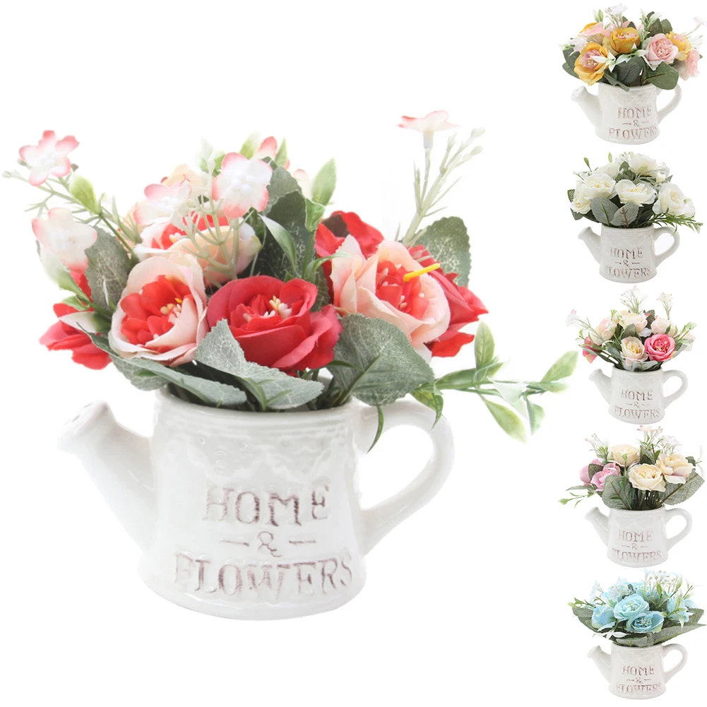 1Pc Artificial Flower Watering Pot Shape Bonsai Home Office Desktop Party Decoration | Дом и сад