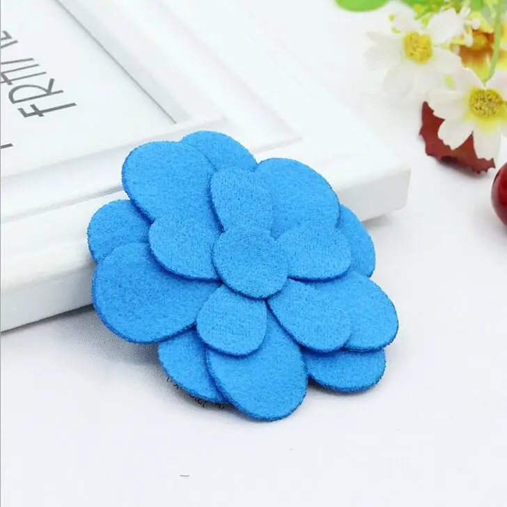 

150pcs/lot Blue flower knit headband wool felt and fabric on sale