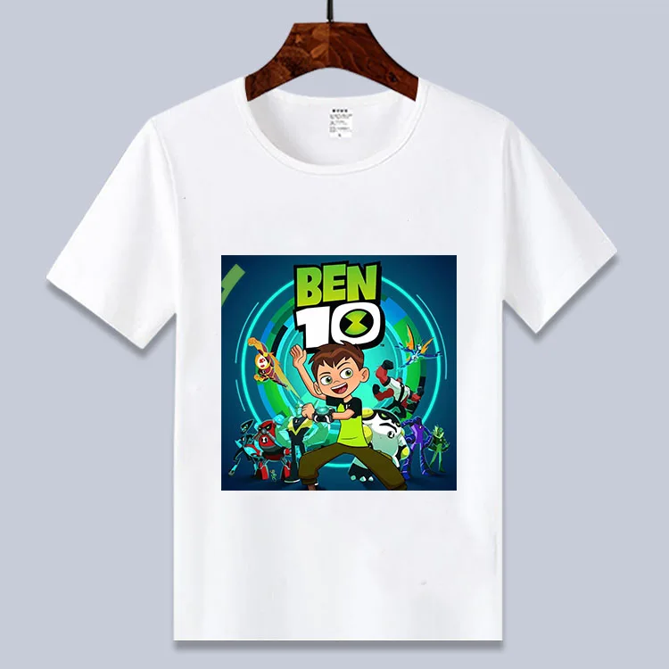 Летние топы; стиль; ben 10; белая футболка для мальчиков и девочек