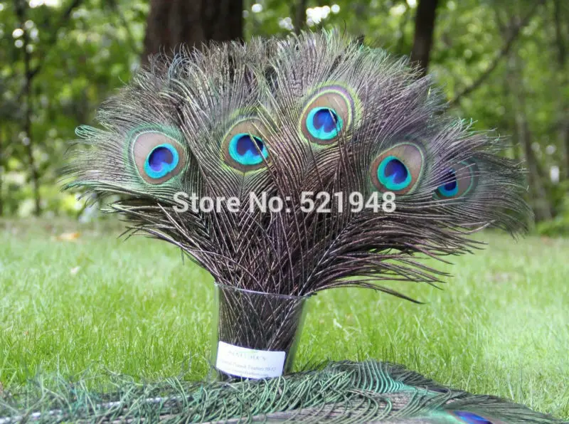 Оптовая продажа 100 шт. натуральный хвостовые перья павлина около 10-12 дюймов/25-30 см