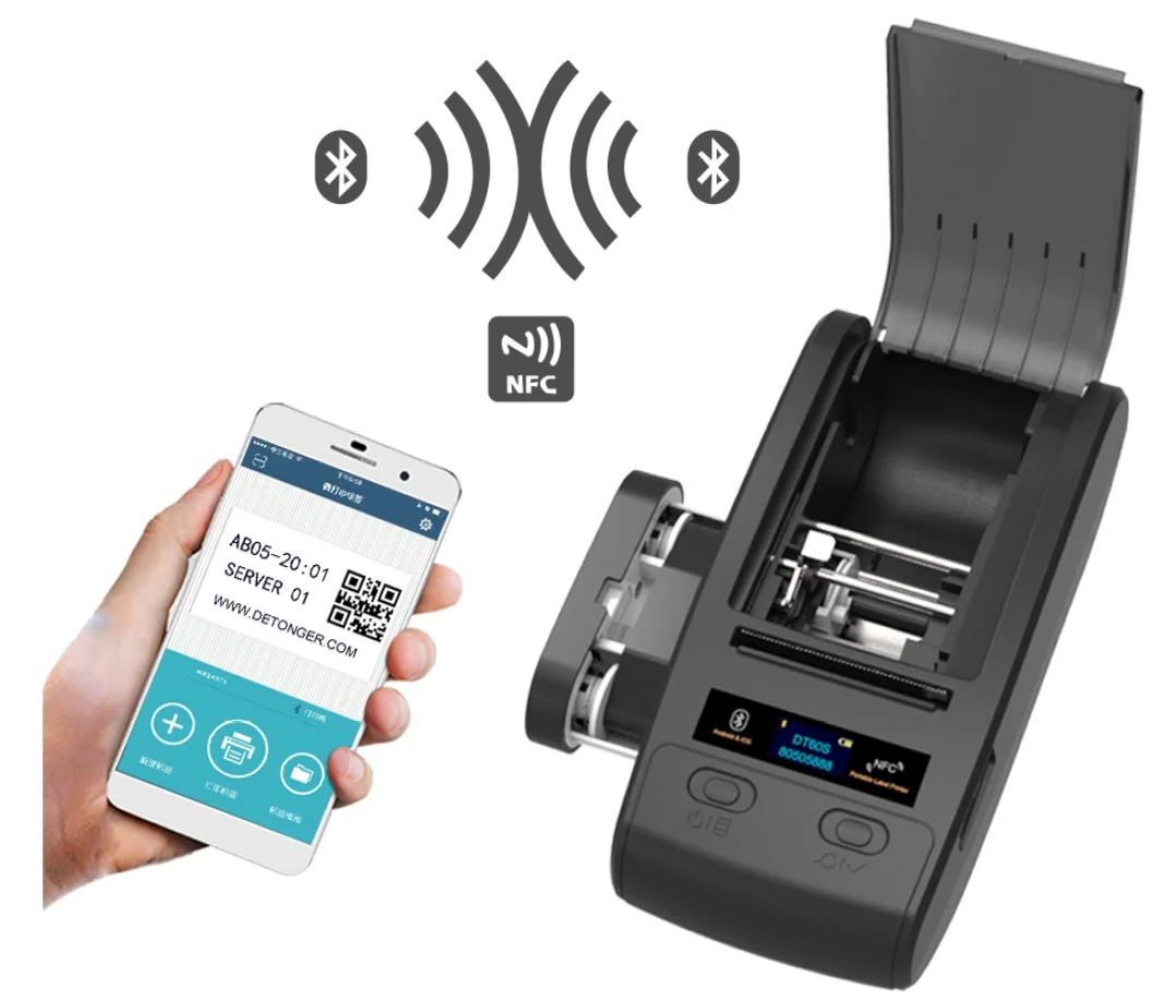 Высококачественный термотрансферный принтер штрих-кода принтер NFC Bluetooth 48 мм ширина печати для POS логистические ювелирные изделия розничная торговля