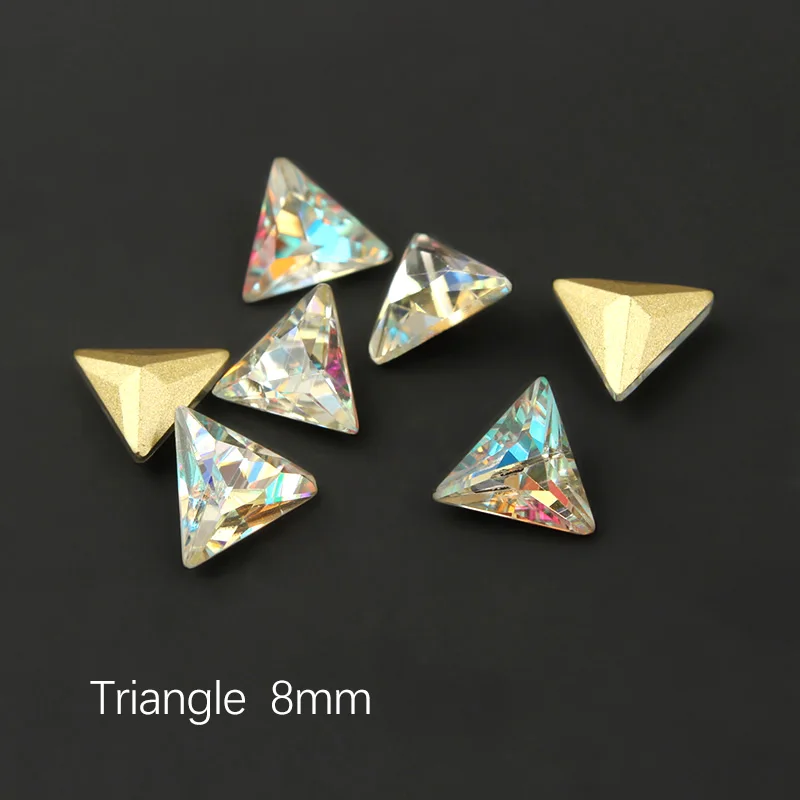 Triangle 8mm Красочные 30/100 шт 19 форм украшения для ногтей Стразы все для ногтей алмазный камень аксессуары поставки AB 3D драгоценные камни Шарм - Цвет: Triangle 8mm