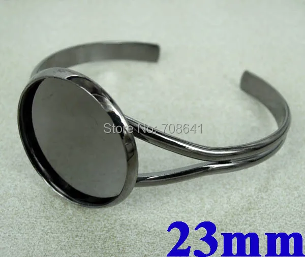 23-миллиметровые черные позолоченные круглые Кабошоны Пустые Основы для манжеты