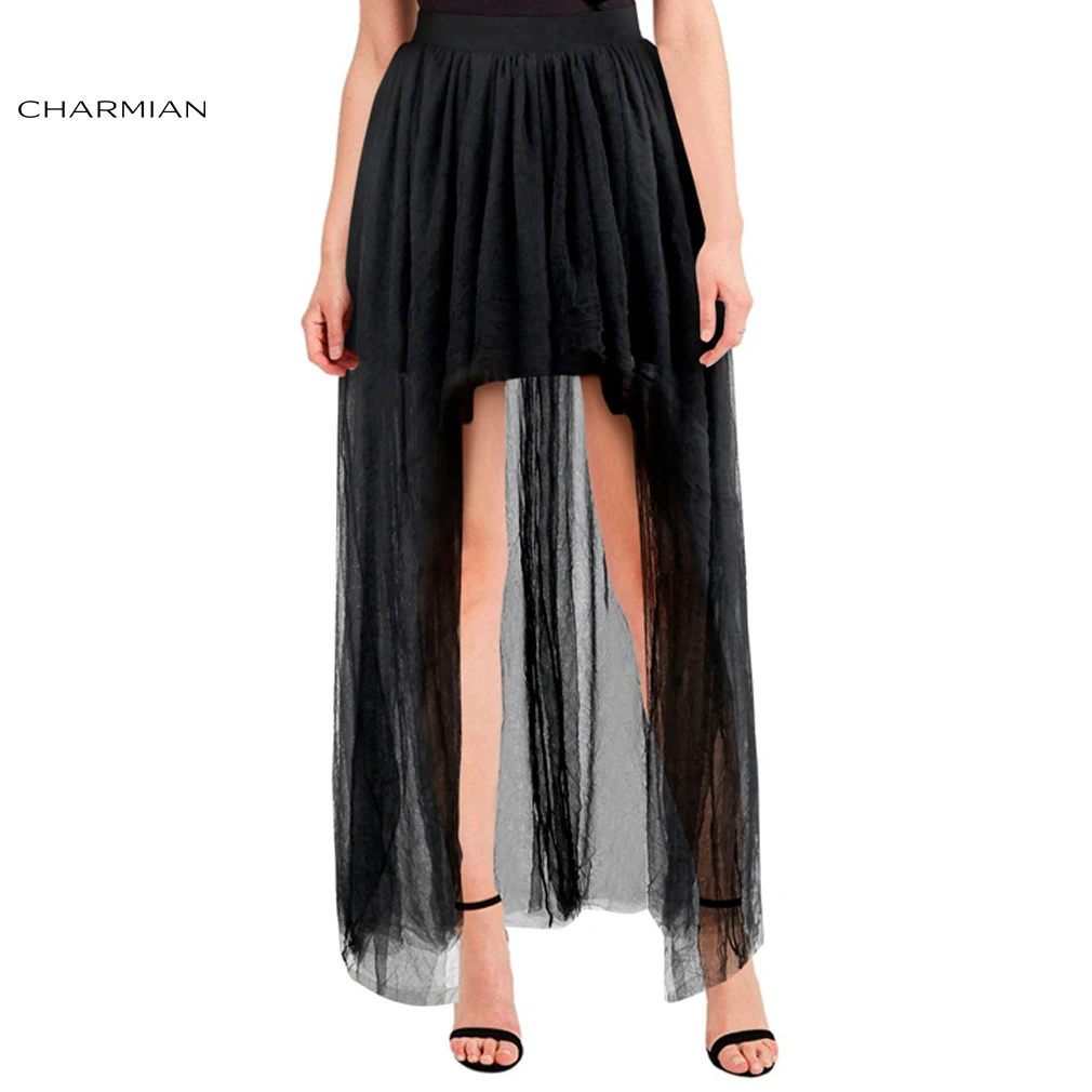 Женская юбка пачка Charmian черная Асимметричная в стиле Викторианского готического