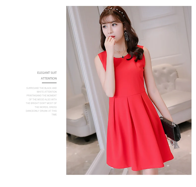 Новые модные женские туфли 2017 Чистый цвет платье без рукавов модный Джокер |