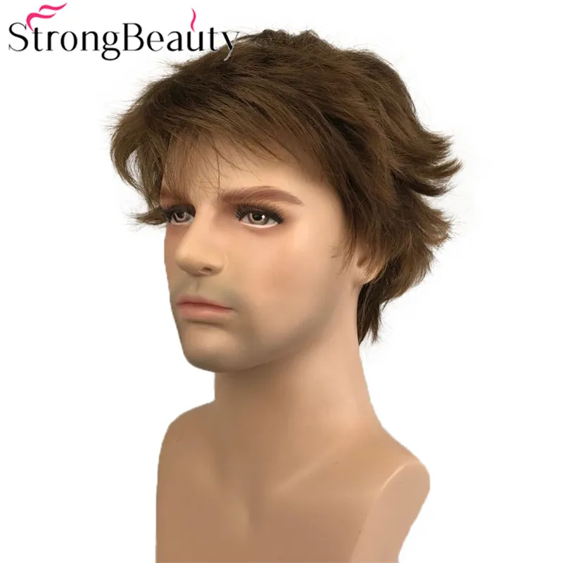 StrongBeauty короткие мужские парики многослойные волосы волнистый парик