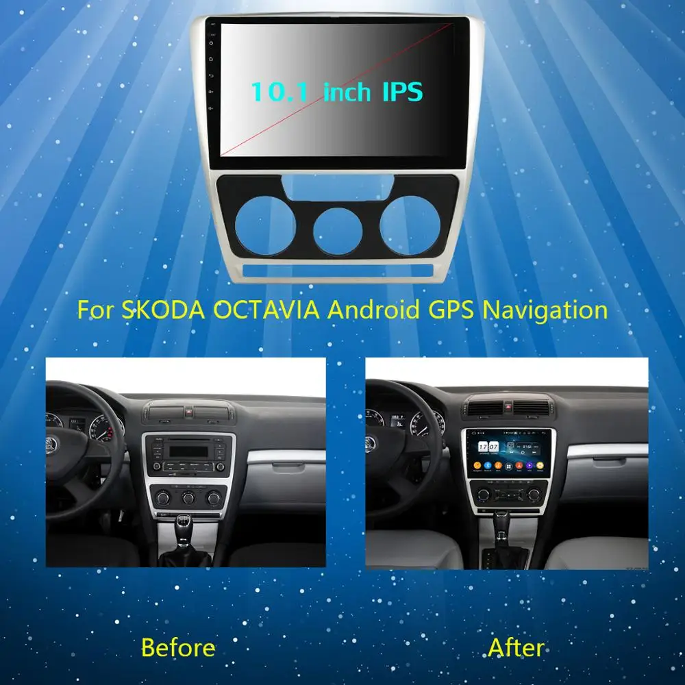 Автомобильный DVD-плеер 10 1 &quotIPS 8Core 4G + 64G Android 9 0 для Skoda Octavia A5 2007 2008 2009 2010 2012 2013 2014 GPS