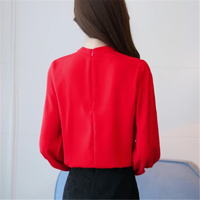 Новый осень 2017 г. мода стоять Средства ухода за кожей Шеи Шифоновая блузка S