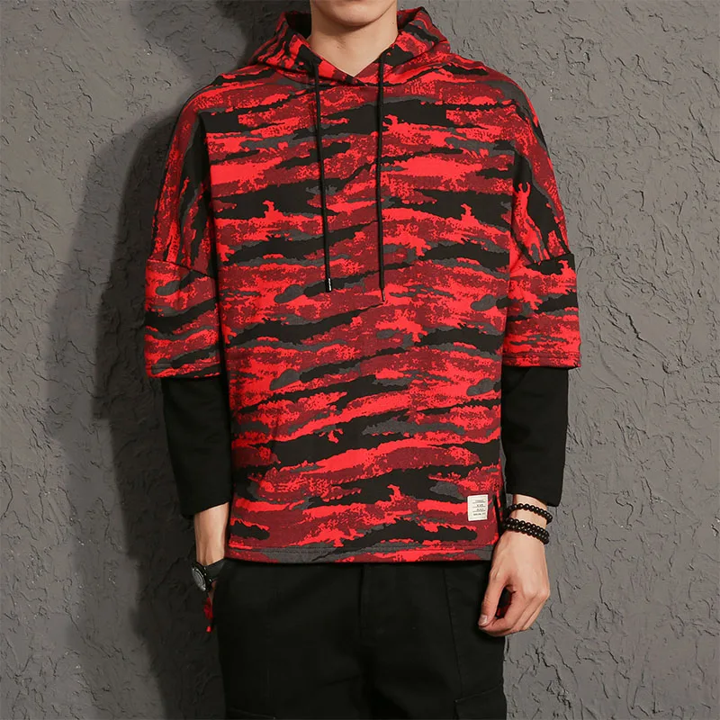 Новые трендовые толстовки с капюшоном для мужчин камуфляжным принтом имитация