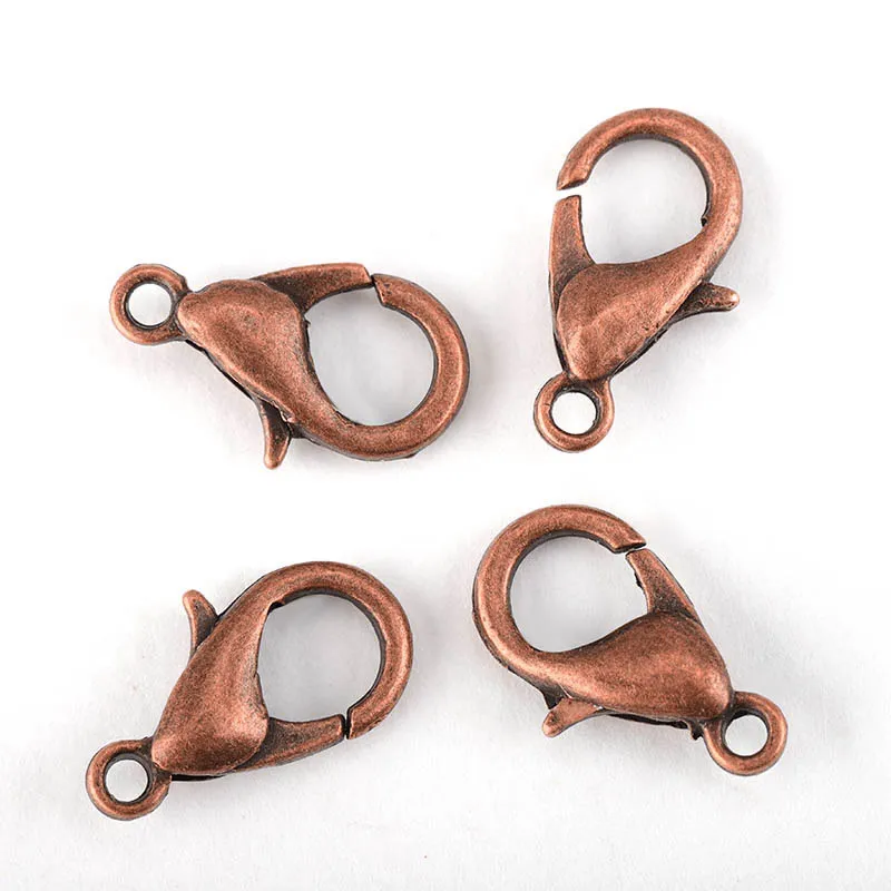 Red Copper MINGXUAN 100 шт./лот ювелирные изделия из сплава Античная Бронза/золото/родий застежка-карабин крючки для ожерелья и браслета цепи 10-18 мм - Цвет: Red Copper