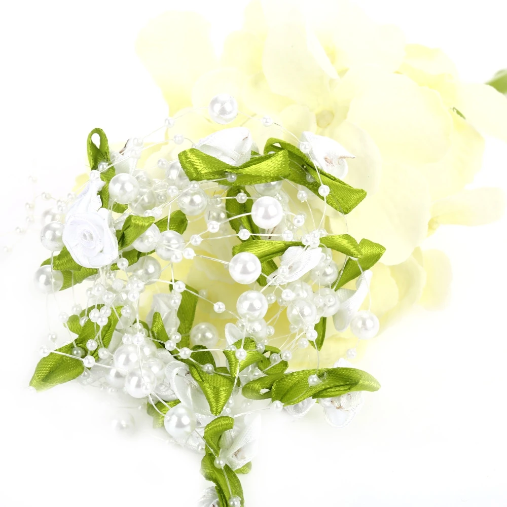 5 м жемчуг линия Ткань Шелковый цветок розы DIY фестиваль Свадьба День Рождения