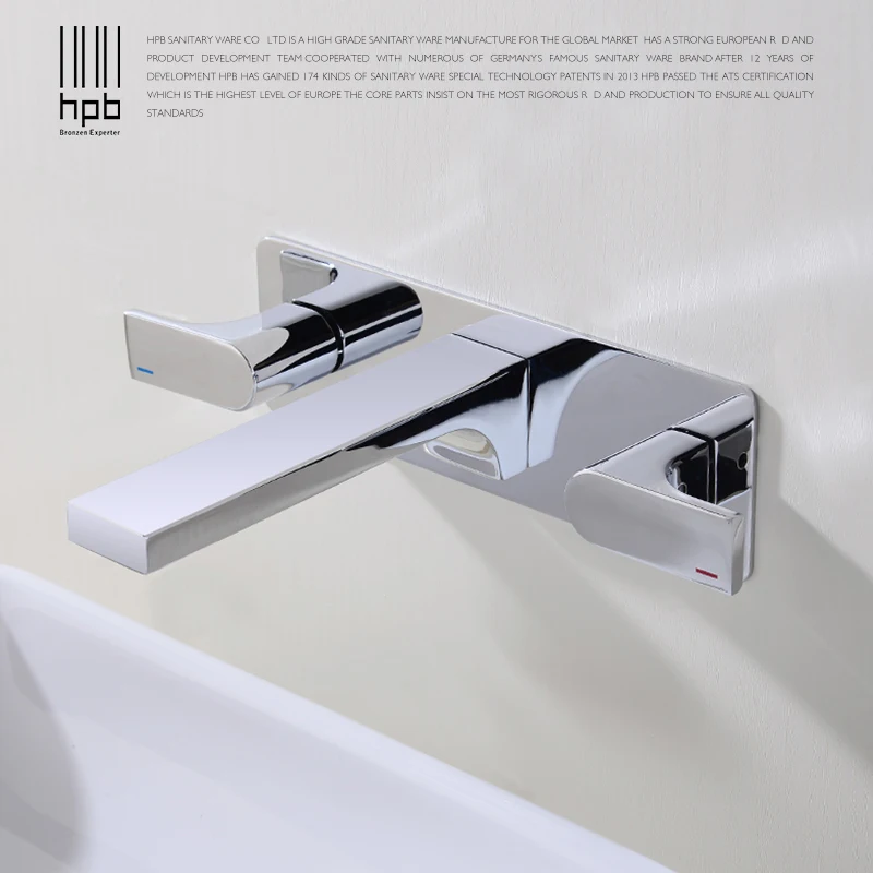 HPB роскошный стиль латунный настенный смеситель для ванной комнаты с двойной