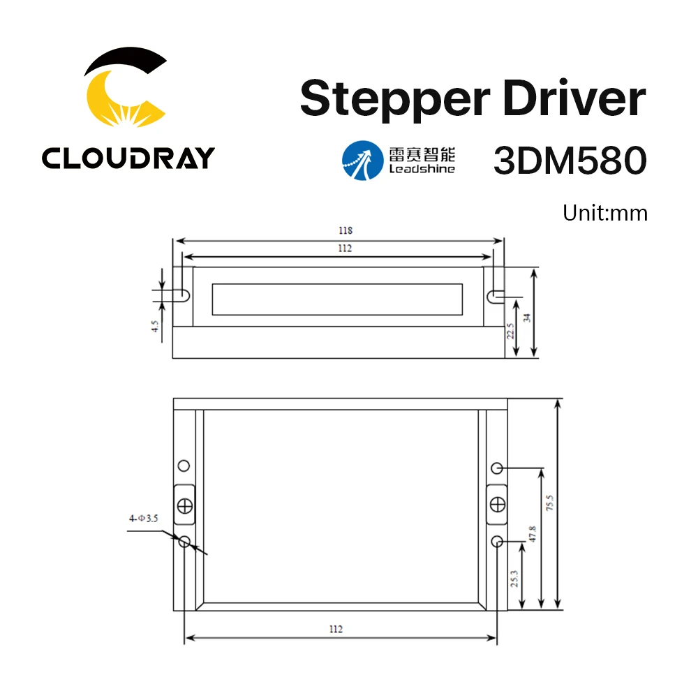 

Cloudray Leadshine 3 Phase 3DM580 Stepper Motor Driver 18-50VDC 1.0-8.0A