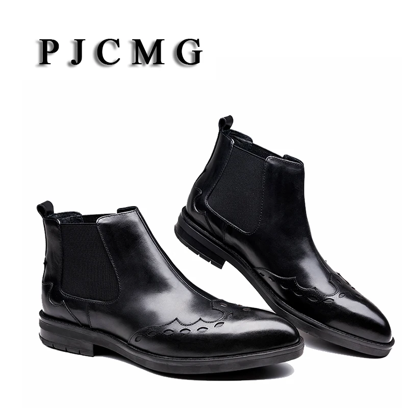 PJCMG Роскошные Дизайнерские весенне-осенние Мужские броги резные из натуральной
